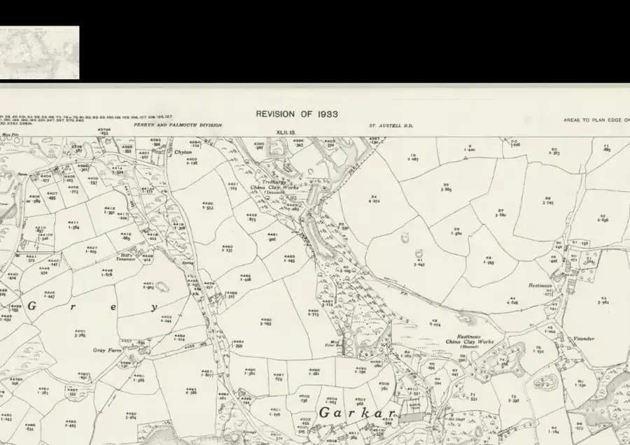 1933 map of the china-clay landscape